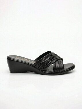Italian Shoemakers Black Wedge Slides 9
